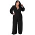 European and American fashion plus size women's clothing Amazon cross-border supply temperament loose straight tube solid color with belt jumpsuit