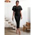 Sexy Ins European and American Spring and Summer New Knitted Round Neck Handmade Lotus Leaf Bubble Bead Slimming Style Bandage Dress