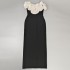 Retro, niche, high-end, strapless, three-dimensional flower slimming dress, socialite temperament, dinner party, social dress