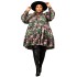 N7760 Amazon Independent Station European and American plus size women's fashion print ruffle edge button dress shirt skirt