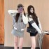 Baseball jacket with four stripes on the sleeves, short jacket for women in autumn, new high-end style, color blocked cuffs, zipper knit cardigan