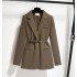 Loose fitting suit jacket, spring and autumn suit collar, chain waistband, waist cinching, small suit for commuting