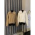 CCZEE cream stretch roll! Big fur collar hooded fox fur zipper loose sweater with lazy and luxurious feel in winter