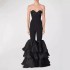 European and American fashion strapless cake puffy pants, socialite party runway, niche design, black bandage jumpsuit