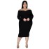 European and American fat woman cross-border plus size women's clothing V-neck solid color long skirt sexy dress wish hot sale