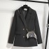 Suit jacket 2024 new style for petite women, popular this year, casual black, niche design, no perm small suit