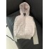 2024 autumn and winter new white bar knitted splicing hooded lightweight down jacket for women's casual versatile cotton jacket