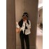 Triumphal Arch diamond studded striped fur coat for women in winter, niche design, versatile, slimming, socialite temperament, knitted cardigan