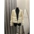 Light luxury, high-end feeling, precious imitation fox fur, light fur, heavy industry, shiny silk, V-neck, mini bus, knitted cardigan for women