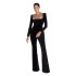 2024 Cross border Amazon jumpsuit autumn diamond studded square neck long sleeved flared jumpsuit for women, with a sense of luxury and light luxury