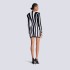 European and American cross-border new black striped low cut slim fit long sleeved waist bandage dress elegant party dress