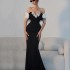 Heavy Industry Light Luxury socialite with a one neck off shoulder floral diamond fish tail skirt, birthday date bandage dress, toast evening dress