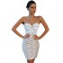 New sexy slim fit strapless bag hip dress sleeveless diamond studded drawstring party dress slim fit temperament bandage dress