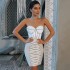 New sexy slim fit strapless bag hip dress sleeveless diamond studded drawstring party dress slim fit temperament bandage dress