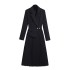 Black dress women's 2024 autumn new suit collar, waist cinching, slimming temperament fake two pleated skirts