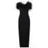 High end trendy niche designer evening dress autumn and winter women's clothing trend ostrich fur Gowns bandage dress for women