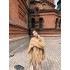 JMSHOP Fury Holiday Alpaca Wool Thick Sweater Coat Autumn/Winter Scarf Two Piece Set Strap Skirt Set