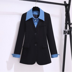 Fake two-piece spliced suit jacket for women, 2024 Spring and Autumn new style, small and high-end, explosive street style casual suit