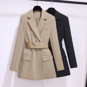 Khaki suit style dress for autumn 2024, new high-end style, waist cinching and slimming short skirt