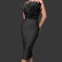 Hot selling strapless feather high-end temperament cocktail party in Europe and America, evening dress, sexy bandage dress, BandageDress