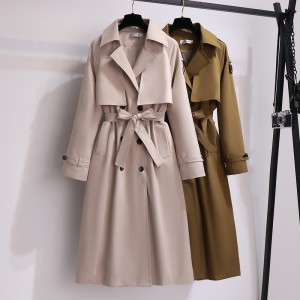 Wind coat for women 2024 new spring and autumn Korean version fashion simple temperament high-end sense medium long jacket for women