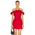 2024 European and American women's high-end foreign trade popular red one shoulder flower bandage dress source manufacturer