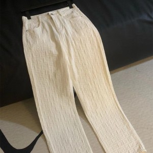 Plate Oldmoney Spring/Summer Sniper 3D Letter High Waist White Cowboy Wide Leg Pants Women's Loose Pants