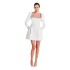 European and American Cross border 2024 New Women's Wear White French Square Neck Diamond Set Long Sleeve Bandage Dress with Summer Luxury