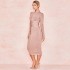 Cross border European and American style evening dress with a light luxury and high-end feel. Stand up collar, long sleeves, all year old, new sexy female celebrity dress