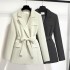 Folding waist to show a slim and slender suit, autumn new style casual jacket, women's suit, women's belt, British style autumn design, niche