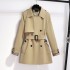 Grid splicing double breasted trench coat for women, small, medium and long, 2024 new autumn edition