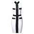 Bandage dress cross-border black and white color blocked metal zipper mid length dress for annual meetings, daily wearable gift