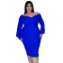 European and American fat woman cross-border plus size women's clothing V-neck solid color long skirt sexy dress wish hot sale