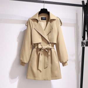 Khaki short windbreaker women's coat small 2024 new autumn mid to long style high-end super good-looking coat