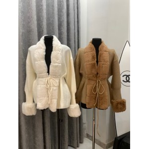 Autumn and winter new Korean version of socialite women's shawl cape jacket fashionable fur fur collar sweater knitted cardigan outer outfit