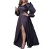 N8049 Cross border women's clothing European and American plus size fashionable solid color high waist loose solid color long temperament commuting dress