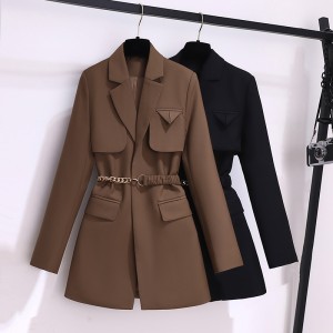 Advanced khaki black small suit jacket for women's morning spring and autumn wear, new Korean version loose casual suit