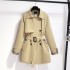 Grid splicing double breasted trench coat for women, small, medium and long, 2024 new autumn edition