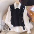 Shirt vest two-piece set for women's spring wear 2024 new black and white matching western-style anti-aging top fashionable shirt set