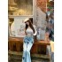 Chill Qiao'er Ch * Cowboy Long Leg Plan Retro Cross Wide Leg Pants Floor Pants Jeans Women