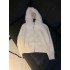 CCZEE cream stretch roll! Big fur collar hooded fox fur zipper loose sweater with lazy and luxurious feel in winter