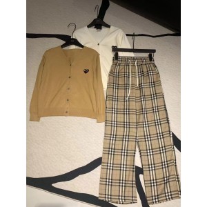 24SS new checkered striped drawstring loose wide leg pants for men, casual pants for women