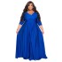 N7670 European and American cross-border source independent station popular plus size fat woman women's clothing solid color V-neck sexy wedding dress long skirt