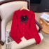 French high-end butterfly knot knitted sweater for women's autumn and winter 2024 new item, small and loose short long sleeved top