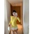 French style slim fit and gradient gradient thin long sleeved base T-shirt autumn new mid length casual yellow top