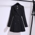 French Hepburn style long sleeved black dress for women's early autumn new style, high-end temperament, socialite waist cinched suit dress