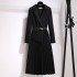 Fake two piece dress, 2024 autumn new style suit collar, slimming temperament, commuting goddess style pleated skirt