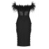 European and American strapless feather lace hollow mesh tight fitting hip bandage dress, birthday party banquet evening dress