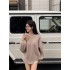 Lazy style loose casual pullover off shoulder sweater for women's autumn and winter 2024 new design sense irregular hem top