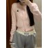 Internet celebrity same style 2024 early autumn new item soft glutinous embroidery short waist long sleeved knitted cardigan women's lace patchwork shorts